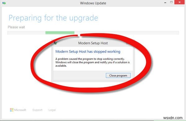 आधुनिक सेटअप होस्ट ने काम करना बंद कर दिया है - विंडोज 10 त्रुटि 