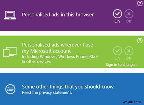 Microsoft उत्पादों में विज्ञापन प्राथमिकताएँ प्रबंधित और वैयक्तिकृत करें 