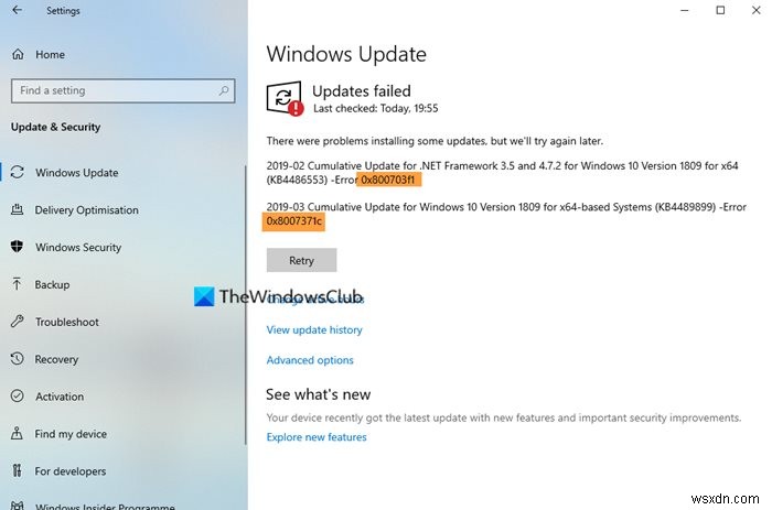 Windows 511/10 . में Windows अद्यतन त्रुटि 0x8007371c ठीक करें 