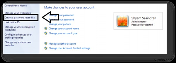विंडोज 10 पर यूएसबी फ्लैश ड्राइव का उपयोग करके पासवर्ड रीसेट डिस्क बनाएं 