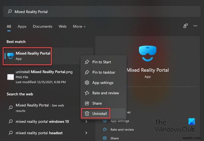विंडोज 11/10 में मिक्स्ड रियलिटी पोर्टल को कैसे अनइंस्टॉल करें 