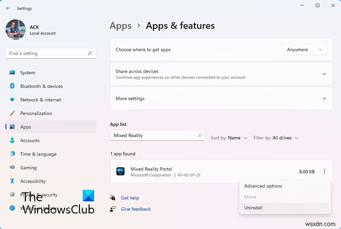 विंडोज 11/10 में मिक्स्ड रियलिटी पोर्टल को कैसे अनइंस्टॉल करें 
