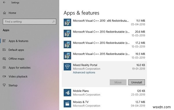 विंडोज 11/10 में मिक्स्ड रियलिटी पोर्टल को कैसे अनइंस्टॉल करें 
