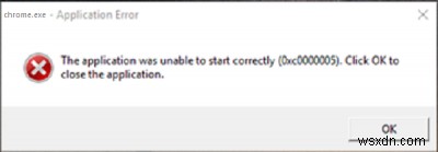 एप्लिकेशन त्रुटि:एप्लिकेशन ठीक से प्रारंभ करने में विफल रहा 0xc0000005 