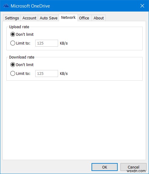 विंडोज 10 में वनड्राइव के लिए डाउनलोड और अपलोड ट्रांसफर रेट लिमिट कैसे सेट करें? 