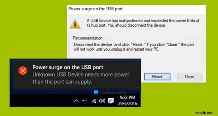 Windows 11/10 . पर USB पोर्ट त्रुटि पर पावर सर्ज को ठीक करें 