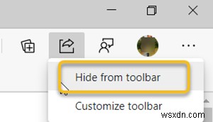 माइक्रोसॉफ्ट एज ब्राउजर में शेयर बटन को कैसे दिखाएं या छुपाएं? 