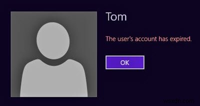Windows 11/10 . पर उपयोगकर्ता का खाता समाप्त हो गया है 