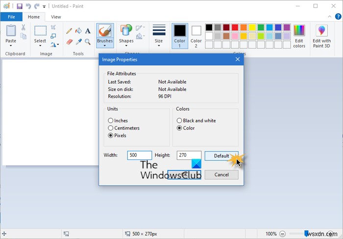 विंडोज 10 में माइक्रोसॉफ्ट पेंट सेटिंग्स, स्थिति, संकल्प या आकार को डिफ़ॉल्ट रूप से कैसे रीसेट करें 