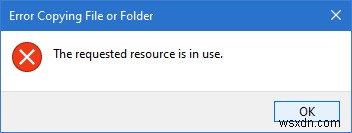 त्रुटि 0x800700AA, फ़ाइल या फ़ोल्डर की प्रतिलिपि बनाते समय अनुरोधित संसाधन उपयोग में है 