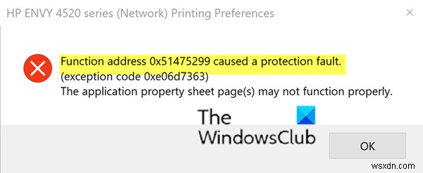 फंक्शन एड्रेस ने प्रोटेक्शन फॉल्ट का कारण बना - विंडोज 11/10 पर प्रिंटिंग एरर 