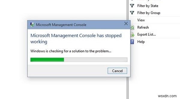Microsoft प्रबंधन कंसोल (MMC.exe) ने काम करना बंद कर दिया है 