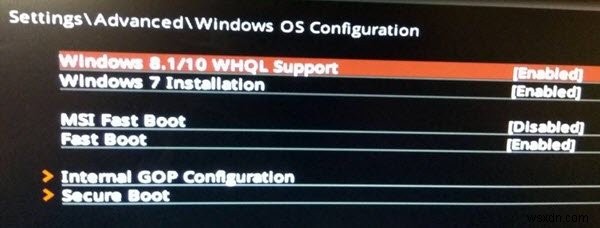 BIOS में Windows WHQL सेटिंग क्या है? 