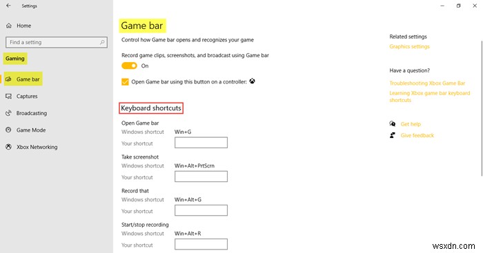 विंडोज 10 में गेमिंग सेटिंग्स:गेम बार, कीबोर्ड शॉर्टकट, गेम ऑडियो, वीडियो क्वालिटी, ब्रॉडकास्टिंग आदि को मैनेज करें। 