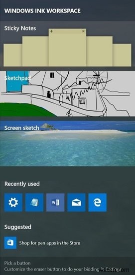 विंडोज 10 में पेन और विंडोज इंक वर्कस्पेस सेटिंग्स कॉन्फ़िगर करें 