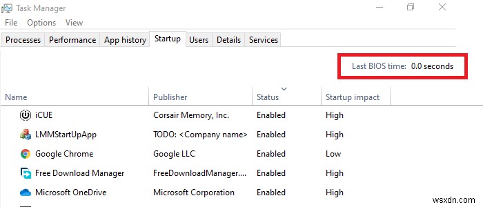 विंडोज 10 टास्क मैनेजर में लास्ट BIOS टाइम क्या है? 