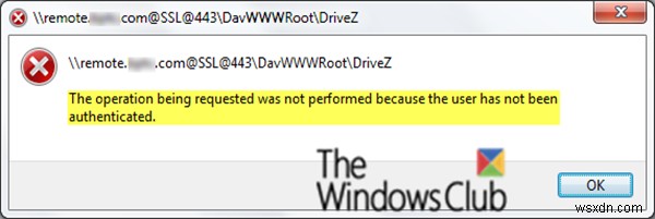 अनुरोध किया जा रहा ऑपरेशन नहीं किया गया क्योंकि उपयोगकर्ता को प्रमाणित नहीं किया गया है 