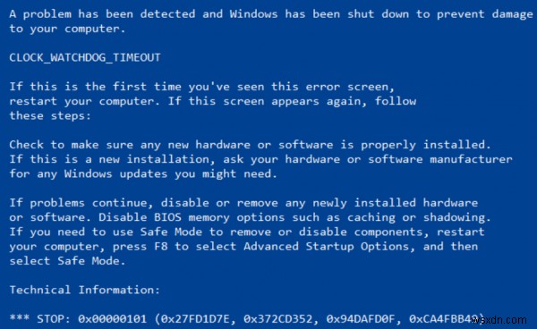 विंडोज 11/10 पर CLOCK_WATCHDOG_TIMEOUT ब्लू स्क्रीन त्रुटि 