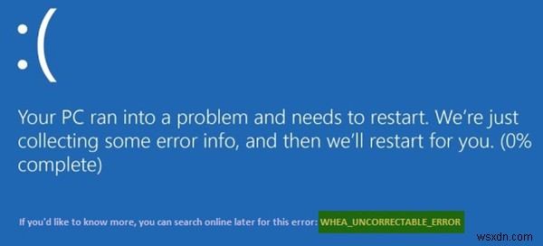 WHEA_UNCORRECTABLE_ERROR, 0x00000124 Windows 11/10 पर ब्लू स्क्रीन 