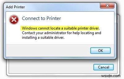 विंडोज 11/10 पर विंडोज एक उपयुक्त प्रिंट ड्राइवर का पता नहीं लगा सकता है 