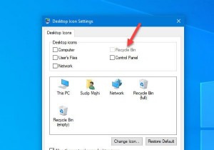 विंडोज 10 पर डेस्कटॉप आइकन सेटिंग्स में रीसायकल बिन धूसर हो गया है 