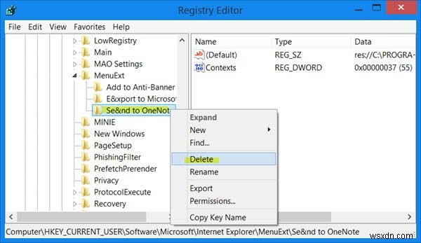 Windows PC में Send To OneNote को अक्षम या हटा दें 