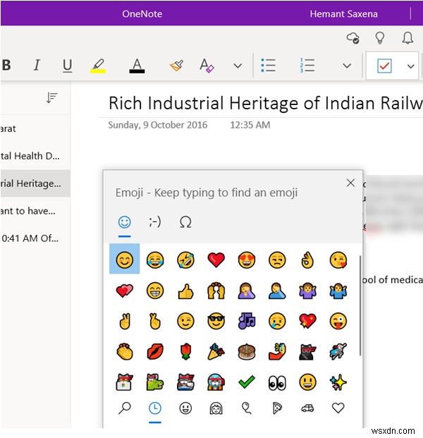 Windows 10 के लिए OneNote में ग्राफ़िकल स्टिकर या इमोजी कैसे जोड़ें 