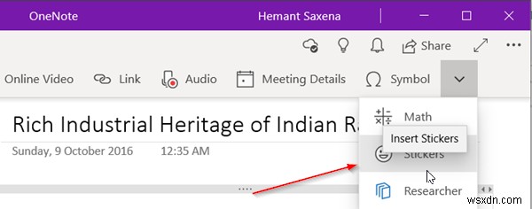 Windows 10 के लिए OneNote में ग्राफ़िकल स्टिकर या इमोजी कैसे जोड़ें 