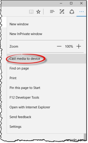 विंडोज 10 पर एज ब्राउजर में कास्ट मीडिया को डिवाइस में अक्षम या सक्षम करें 