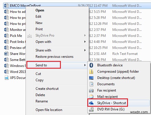 Windows 11/10 में  भेजें  मेनू में OneDrive शॉर्टकट जोड़ें 