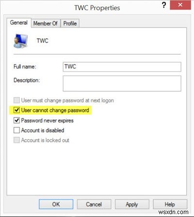 उपयोगकर्ताओं को Windows 10 में पासवर्ड बदलने से रोकें 