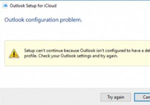 iCloud सेटअप जारी नहीं रह सकता क्योंकि Outlook को डिफ़ॉल्ट प्रोफ़ाइल के लिए कॉन्फ़िगर नहीं किया गया है 