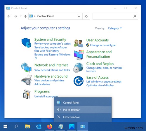 विंडोज 10 में कंट्रोल पैनल को टास्कबार में कैसे पिन करें 