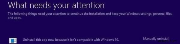 Windows अद्यतन त्रुटि 0xC1900209:असंगत सॉफ़्टवेयर नवीनीकरण प्रक्रिया को रोक रहा है 