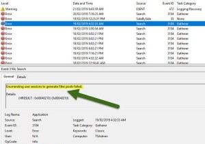 फ़िल्टर पूल जनरेट करने के लिए उपयोगकर्ता सत्रों की गणना करना विफल रहा 