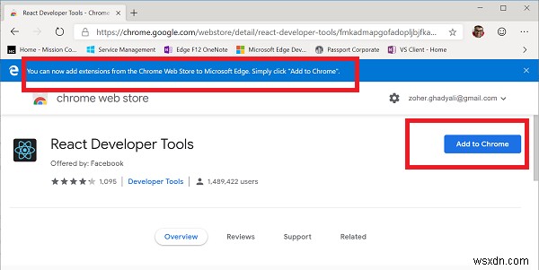 नए Microsoft Edge (क्रोमियम) में DevTools की सूची 