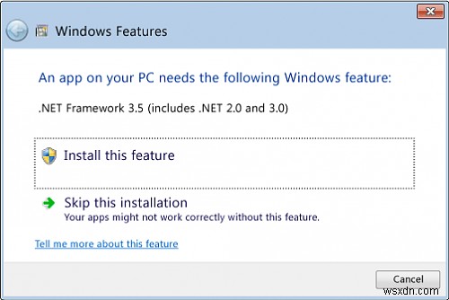 Windows 10 पर .NET Framework 3.5 को सक्षम या स्थापित कैसे करें 