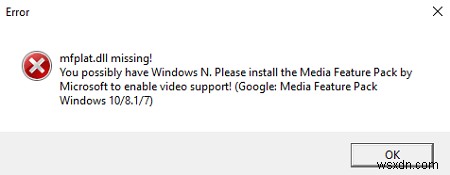 Mfplat.dll गायब है या विंडोज 10 पर नहीं मिला था 