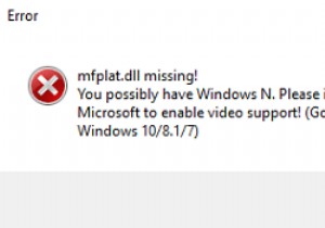 Mfplat.dll गायब है या विंडोज 10 पर नहीं मिला था 