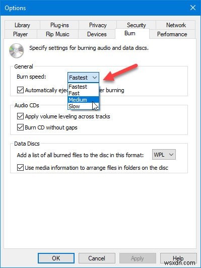 विंडोज मीडिया प्लेयर ऑडियो फाइलों को बर्न करते समय कुछ फाइलों की त्रुटि को बर्न नहीं कर सकता 