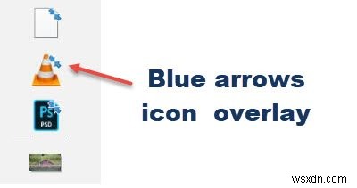 ये 2 छोटे नीले तीर ओवरले क्या हैं जो डेस्कटॉप आइकन पर दिखाई देते हैं? 