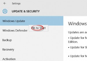 विंडोज 10 में पिन टू स्टार्ट, विंडोज अपडेट और अन्य सेटिंग्स 