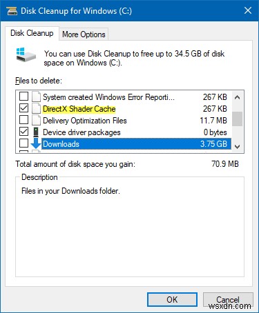 डिस्क क्लीनअप टूल और स्टोरेज सेंस अब डाउनलोड फोल्डर को साफ करने की पेशकश करता है 