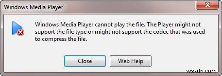 विंडोज मीडिया प्लेयर विंडोज 10 पर फाइल नहीं चला सकता 