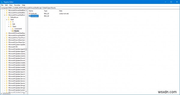 Windows 10 में PS1 फ़ाइल प्रसंग मेनू में व्यवस्थापक के रूप में चलाएँ जोड़ें या निकालें 