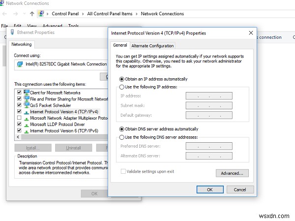 Windows 10 में IPv4 गुण खोल और संपादित नहीं कर सकता 