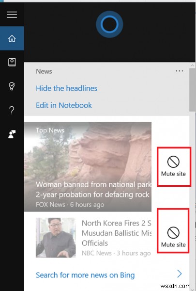विंडोज 10 में अवांछित कॉर्टाना न्यूज सोर्स को कैसे म्यूट करें 
