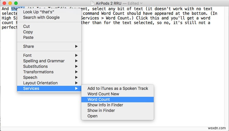 Mac पर TextEdit में शब्द गणना कैसे करें 