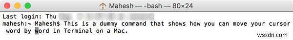 अपने मैक पर टर्मिनल में वर्ड द्वारा कर्सर वर्ड को कैसे मूव करें 