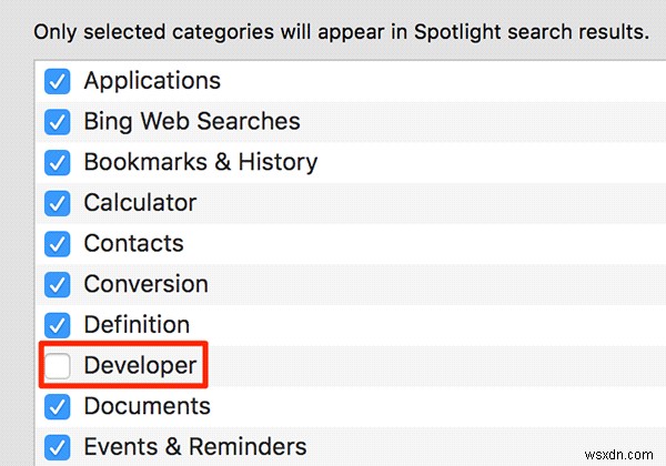 अपने मैक पर स्पॉटलाइट से डेवलपर खोज परिणामों को कैसे छोड़ें? 